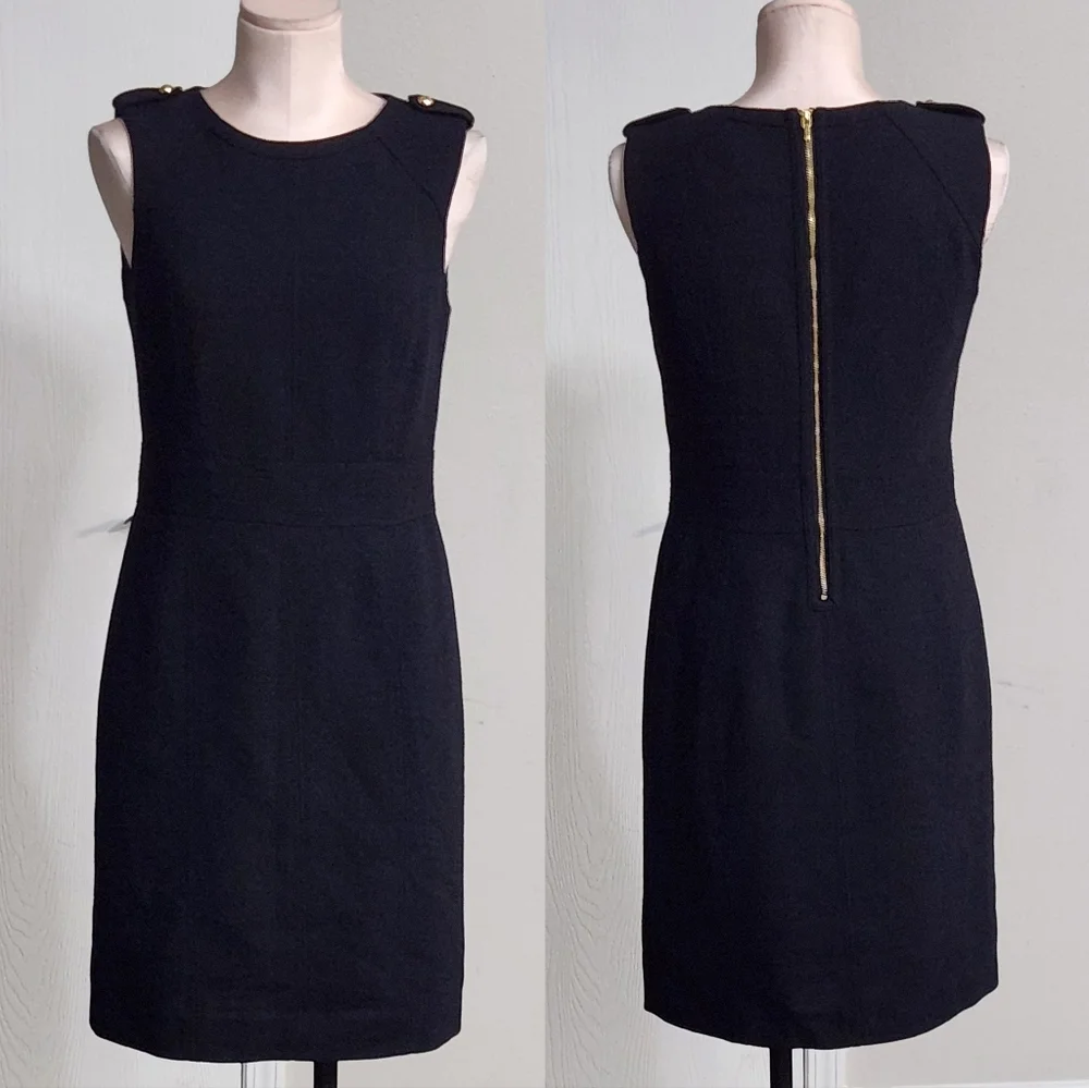 Tory‎ Burch Black Sleeveless Sheath Wool Mini Dress